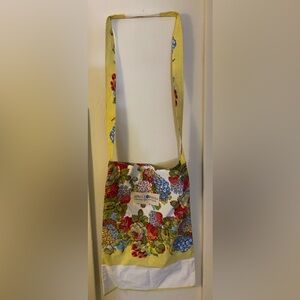April Cornell “Spring Gathering” Floral Shoulder Tote Bag yellow with red roses